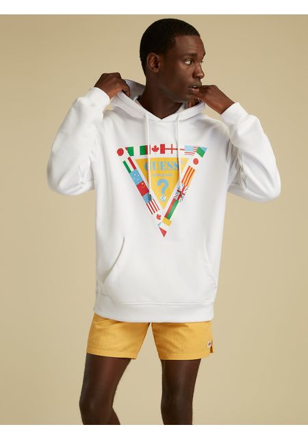 Sweater Guess Guess Su Games Triangle Hoodie G011 Blanco