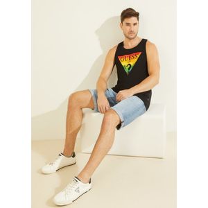 Polo Guess Bsc Tank Pride Triangle Logo Jblk Negro