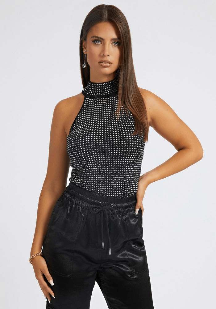 POLO GUESS Sl Celeste Mirror Turtlenk Top JBLK NEGRO