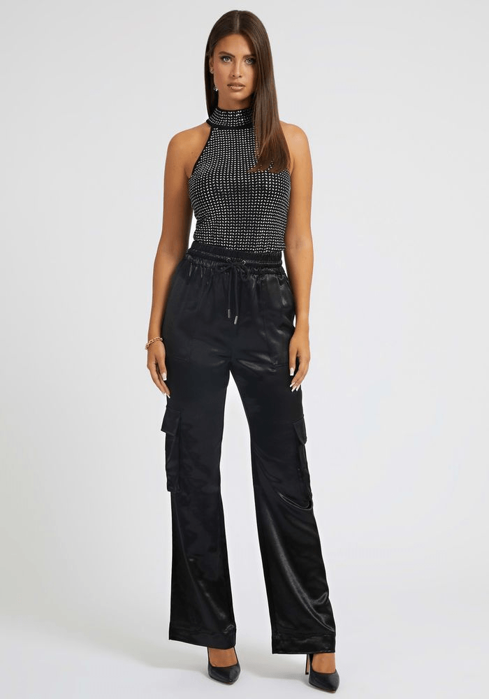 POLO GUESS Sl Celeste Mirror Turtlenk Top JBLK NEGRO
