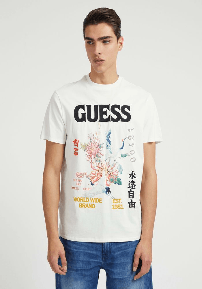 POLO GUESS Ss Bsc Tokyo Collage Tee G018 BLANCO