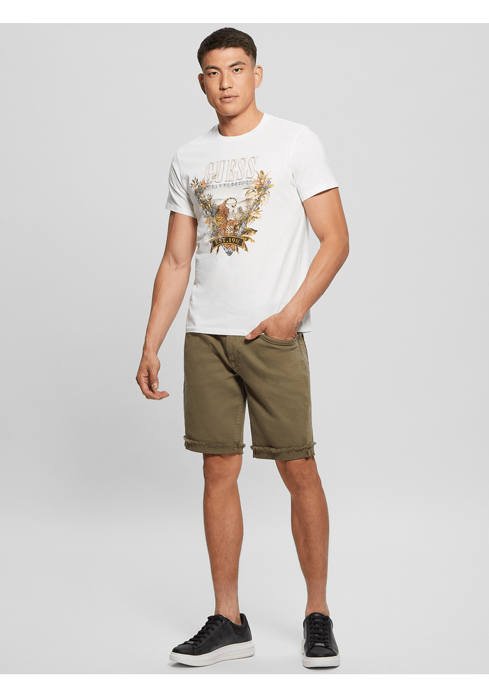 POLO GUESS Ss Bsc Tiger Paradise Tee F0F8 BLANCO
