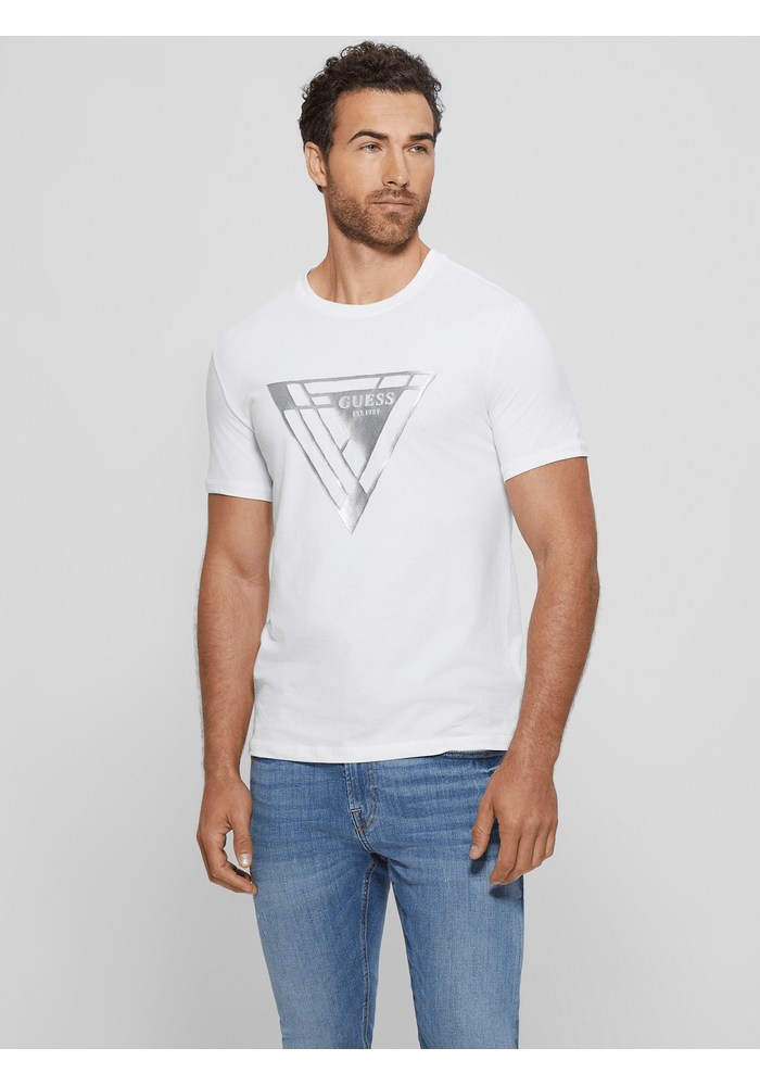 POLO GUESS Ss Cn Foil Triangle Tee G011 BLANCO
