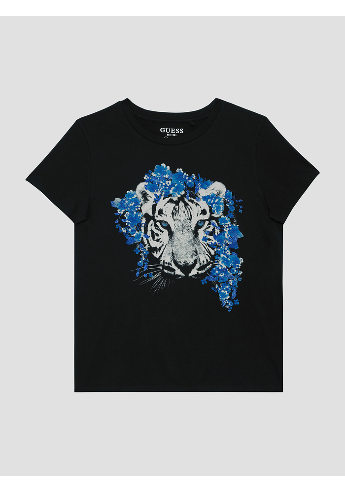 POLO GUESS Ss White Tiger Easy Tee JBLK NEGRO